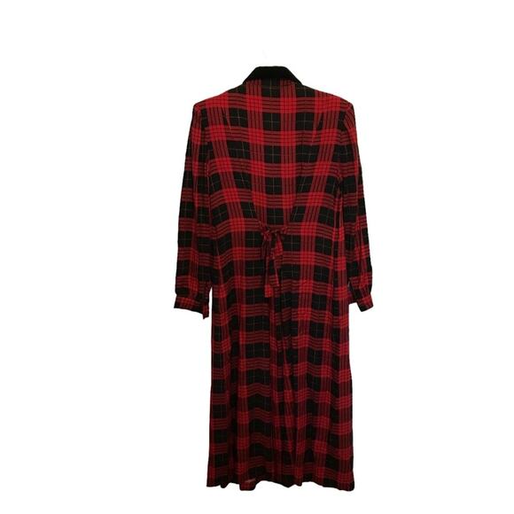 Vintage Karin Stevens Plaid & Velvet Dress with elastic embroidery - Picture 2 of 5